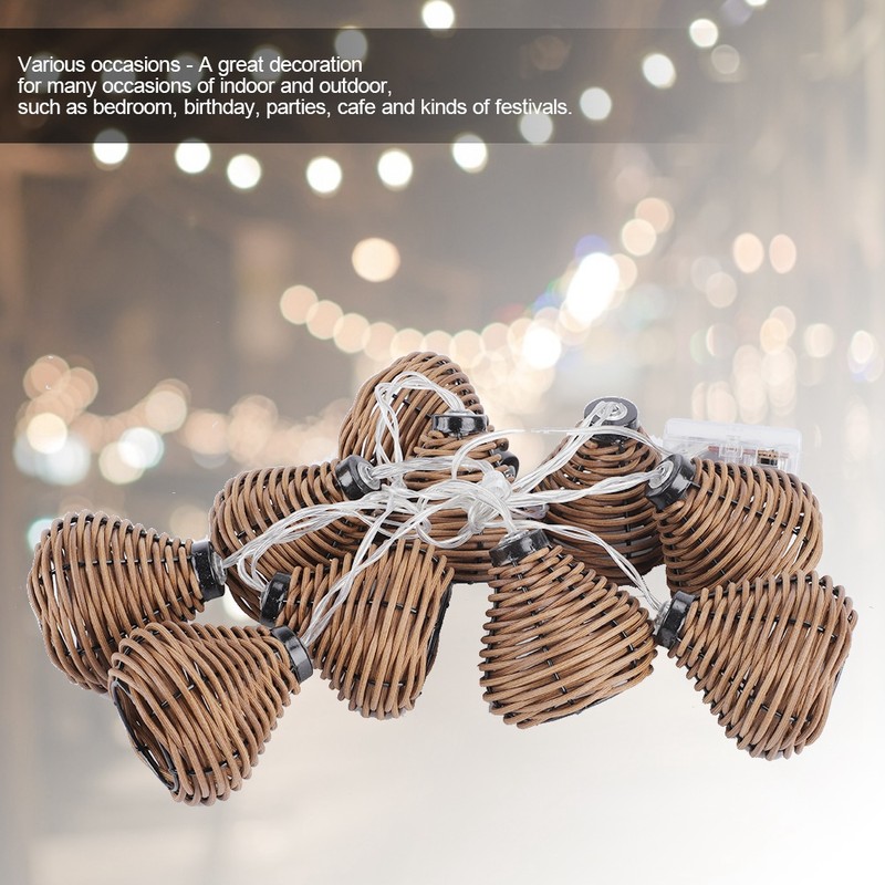 10Pcs Rattan Lamps String Lights LED Rattan Balls Fairy Lights