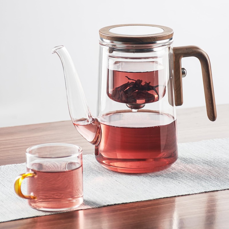 MEDAMOC Enchanti Tea Pot, Glass Magic Teapot with Strainer-800ML