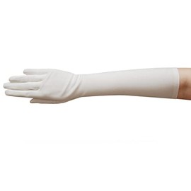ZaZa Bridal 15.5" Long Stretch Dull Matte Satin Gloves No Shine, Elegant Look-Off White