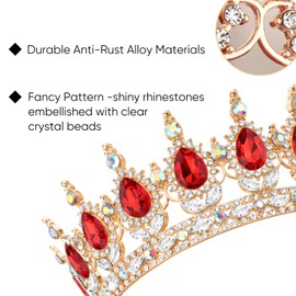 DRESHOW Full Round Girls' Tiara Queen Crown Women's Bridal Crown Tiara Crystal Baroque Tiara Sparkly Rhinestone Princess Carnival Headpiece for Wedding Prom Birthday Party