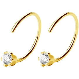 3mm CZ Small Huggie Hoop Earrings Sterling Silver Fashion Fake Diamond Half Cuff Cartilage 5 Prongs Stud Hoops Earring Piercing Nose Rings for Women Girls Sensitive Ears 12mm Unique Gifts (Gold)