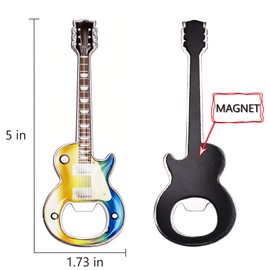 LanHong 2 Piece/Set Bottle Opener Beer Bottle Openers Guitar Shaped Bottle Opener Guitar Gift Kitchen Gadgets for Drinkers Music Guitar Lover (Yellow&Blue)