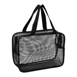 Tibapla Portable Shower Bag, Large Mesh Pockets for Shower, Mesh Beach Bag with Handle, Foldable Bath Bag for Bathroom, Travel, Camping, Gym, Swimming, Sports Games (Black), black