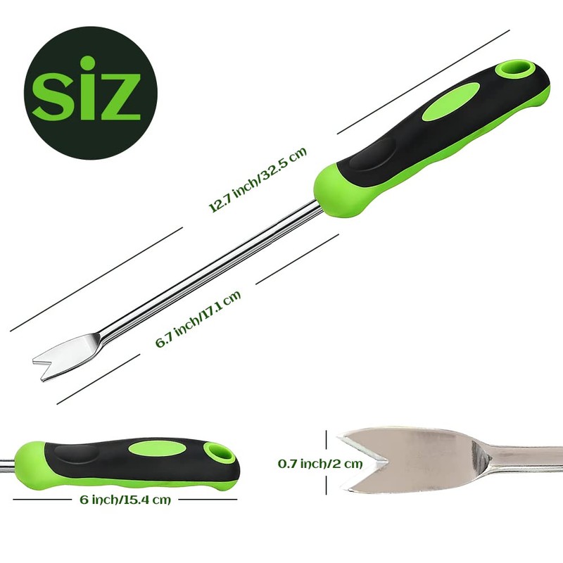 FainFun Manual Weeder, Manual Root Weeder with Handle, Stainless Steel