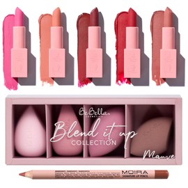 Glam Lux Beauty Mystery Bundle Blend It Up Beauty Blender Makeup Sponge Collection 4 shapes (Mauve), Beauty Creations Tease Me Soft Matte Nude Lipsticks Long Lasting, Signature Lip Pencil Pigmented