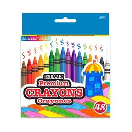 BAZIC Crayons 48-Count, Assorted Colors Coloring Crayon Set, Non Toxic Drawing Crayons for School Art, Gift for Kids Artist (48/Pack), 1-Pack