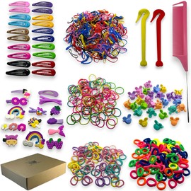 NDBOX Hair Accessories for Girls | Kids Hair Ties | Mini Clips | Pretty Designs | Styling Variety Pack (Designs Set A)