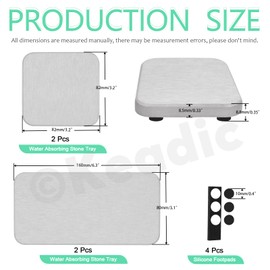 Keadic 4 Pcs Water Absorbent Diatomite Soap Dish, Diatomaceous Earth Coasters, Hand Soap Holder, Sponge Holder,Dish Soap Tray,Water Absorbing Stone Tray Used for Plants & Toiletries in Home