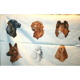 AKC AMERICAN KENNEL CLUB DOG APPLIQUES PANEL COTTON FABRIC 34X44
