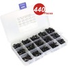 WINGONEER 440pcs M3 M4 M5ボタンヘッド六角穴付きボルトスクリューボルト付きナットアソートメントキット、10.9グレード合金鋼、黒酸化仕上げ