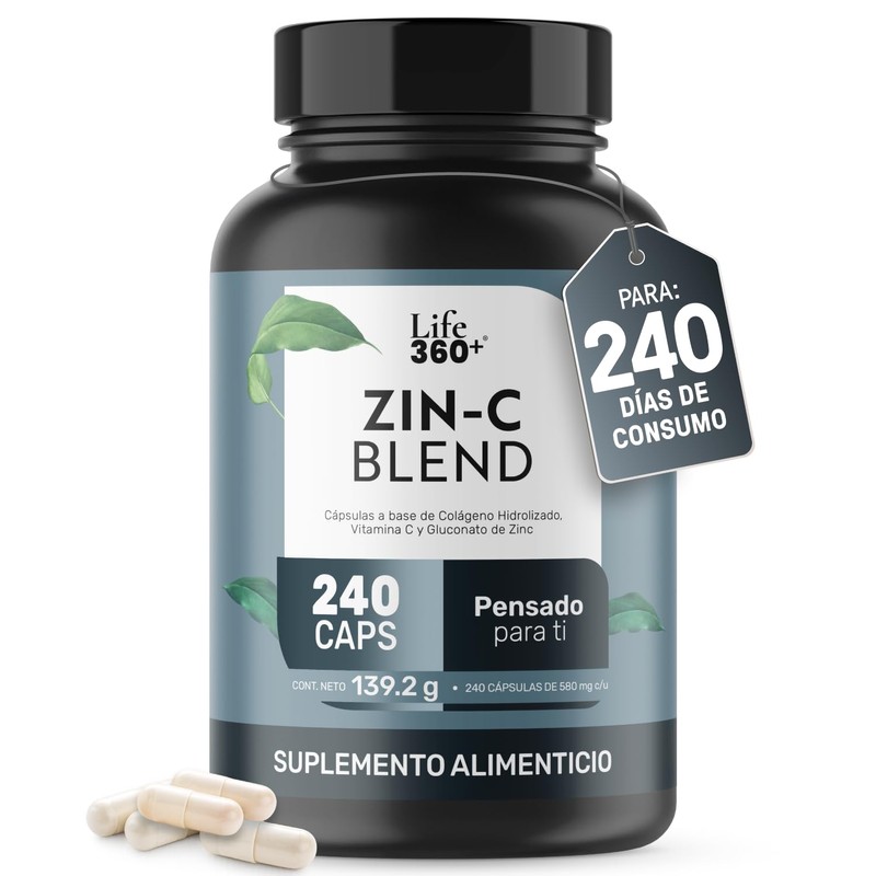 LIFE 360+ Zinc Blend | 240 cápsulas | 480mg por