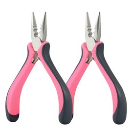 Neitsi Microlinks Hair Extensions Kit,2PCS 3 Holes Mini Microlinks Pliers,Hair Extensions Tools,Micro Links Opener and Removal Tool for Micro Nano Rings Beads Feather Extensions,Pink