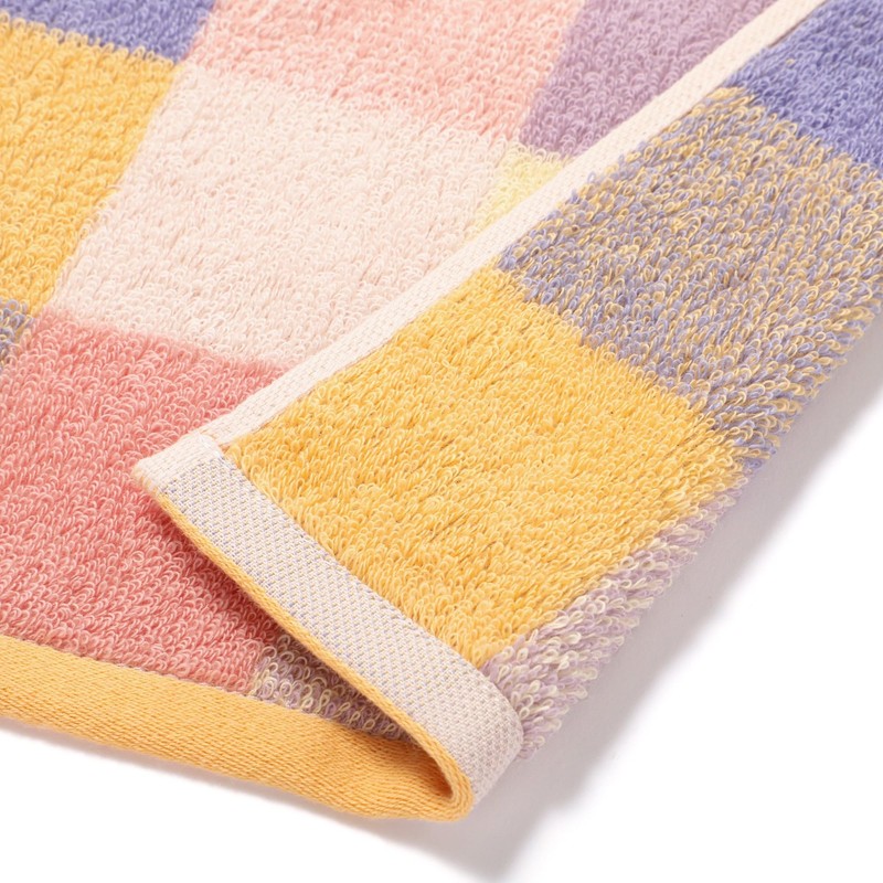 Francfranc Antibacterial Deodorizing Mixed Checkered Bath Towel, Yellow, Checkered Pattern,
