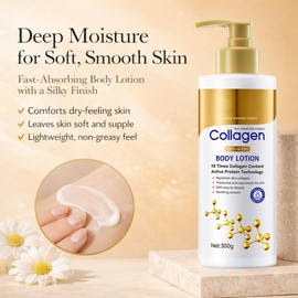 300ML Collagen Body Lotion - Firming Body Lotion with Lemon, Jasmine & Sandalwood, Fast-Absorbing Collagen Body Cream for Dry Skin, Daily Firming Cream for Soft Smooth Skin