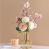 Table Flower Vase,Gold Geometric Metal Frame Clear Glass Tube Bud