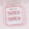 MZCMSL Handmade Nail Tip, Short, Square, Pink, Crystal Stone, 3D,