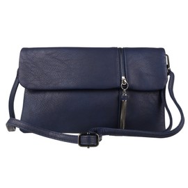 Girly HandBags Zipper Flap Clutch Bag -- Navy