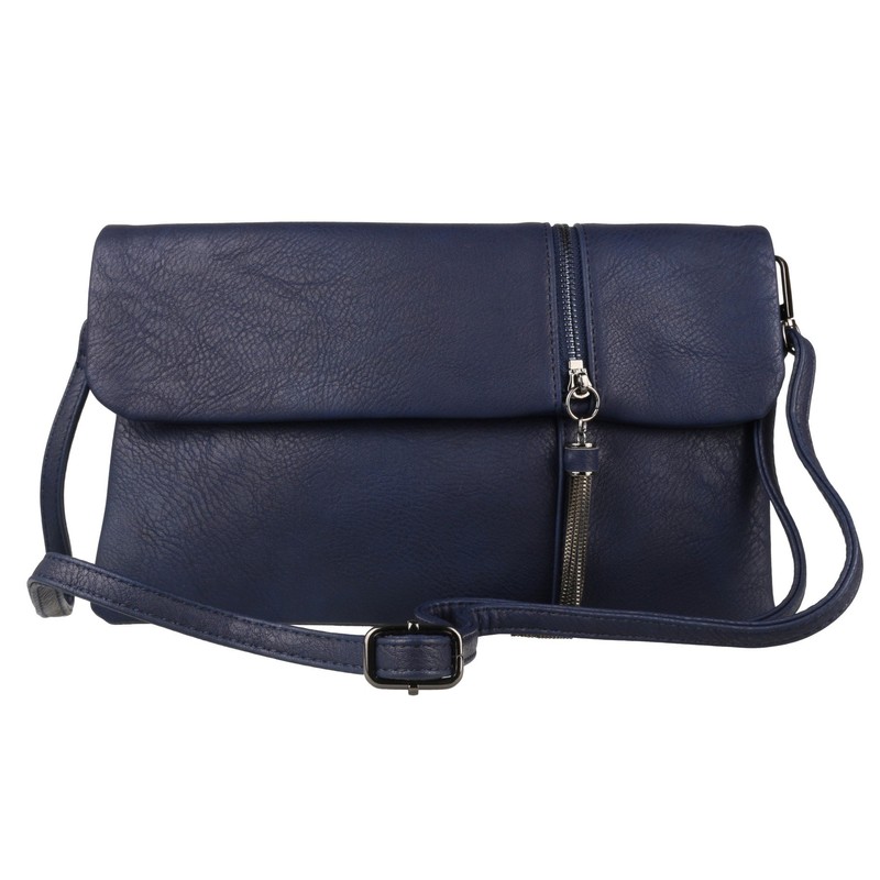 Girly HandBags Zipper Flap Clutch Bag -- Navy