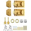 QWORK Night Latch Deadbolt Rim Lock with Key, 2Pack Gold