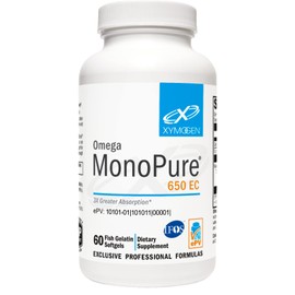 XYMOGEN Omega MonoPure 650 EC - Omega-3 Fish Oil Supplements for Women & Men - with EPA, DHA & DPA - Smaller Softgels with 3X Greater Absorption - Support a Healthy Heart & Cognition (60 Softgels)