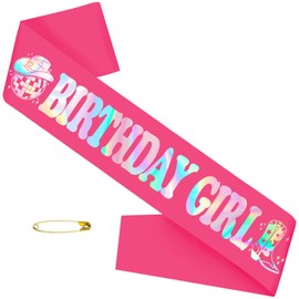 Disco Cowgirl Birthday Girl Sash with Iridescent Foil & Hot Pink Disco Cowgirl Birthday Sash for Women, Happy Bday Sash for 16th, 18th 21st 30th 40th 50th or Any Other Bday Party Supplies