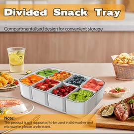 TOKLYUIE 1Pcs Snack Tray with Lid Divided Serving Tray with Lid Veggie Fruit Tray Divided Serving Platter Snackle Box Charcuterie Container Storage Organizer