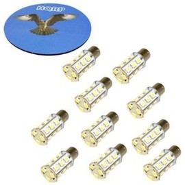 HQRP 10-Pack 3W 250 Lumen BA15s 18 LEDs Cool White Bulbs for #1141#1156 Jayco RV Interior/Porch Replacement DC plus HQRP Coaster