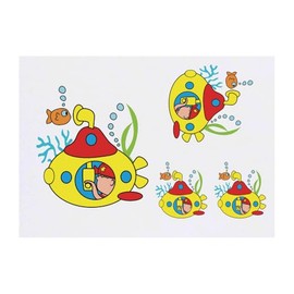 4 x 'Submarine Boy' Temporary Tattoos - Water Resistant, Skin-Safe, Non-Toxic Transfers, Mixed Sizes (TO00081050)