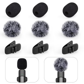 Mini Wireless Furry Windscreen & Foam Cover Set for Lavalier Microphone, Foam Mic Cover with Clips to Reduce Wind Noise, Washable and Windproof Lapel Mic Windscreen Muff (9 Pack)