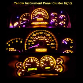 WLJH Super Bright T5 74 27 37 70 73 Led Bulb Light with PC74 Twist Sockets for Automotive Interior Dash Instrument Panel Cluster Warning Indicator Bulbs Yellow,Pack of 6