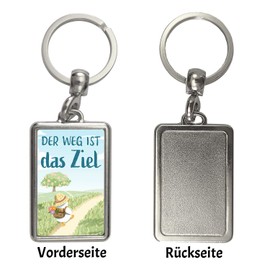 Duck on Travel Keyring with Saying Der Weg ist das Ziel Gans Motif Ideal for Hiking Nature Friends Dream Companion Travel Joy Perfect for Holidays, multicoloured