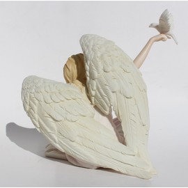 US 5.88 Inch Angel Sitting with Dove on Right Hand - Light Color