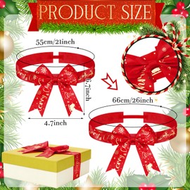Luinabio 12 Pcs Christmas Stretch Loops with Bows Elastic Gift Bow Adjustable Elastic Ribbon Xmas Red Bows Elastic Bows for Gift Boxes Wrapping Party Favors Wedding Supplies, 22-26 Inch
