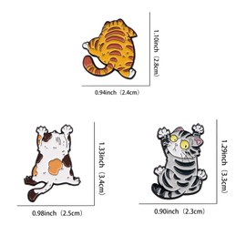 Cute Cat Enamel Pin Set, 3 Pieces, Cartoon Animal Design, Orange Tabby, Calico, and Gray Striped