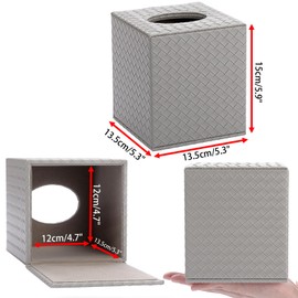 OGANAZI Leather Tissue Box Holder Square Tissue Box Cover with Magnetic Bottom Decorative Tissue Storage Organizer Tissue Paper Box Napkin Holder Dispenser for Home Office Restaurant Car, Grey