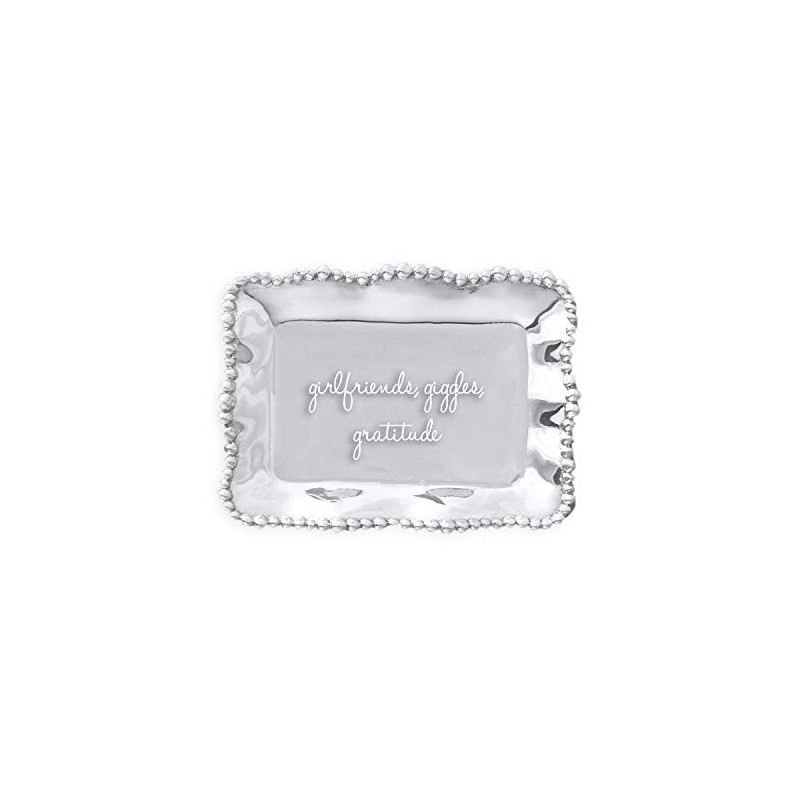 Beatriz Ball Giftables Organic Pearl Rect Engraved Tray- Girlfriends, Giggles,