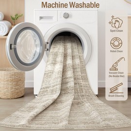 5x7 Area Rugs Living Room: Washable Large Vintage Rug Neutral Non-Slip Soft Stain Resistant Indoor Carpet for Bedroom Nursery Dining Room Under Table Bed Home House Office Playroom - Dark Brown