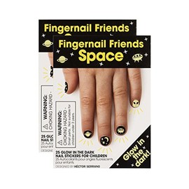 Fingernail Friends Colorful Nail Stickers Nail Art for Children, Glow in The Dark Space (50 Stickers)