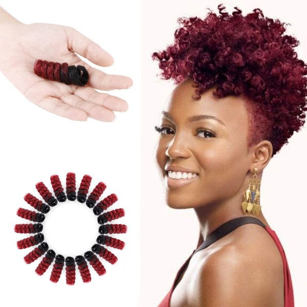 MIMAN 5 Packs 10 Inch Short Saniya Curls Crochet Hair for Black Women 12MM Bouncy Crochet Braids Synthetic Braiding Hair for DIY Mohawk Afro Braided Dreadlock Wigs(Black to Red)
