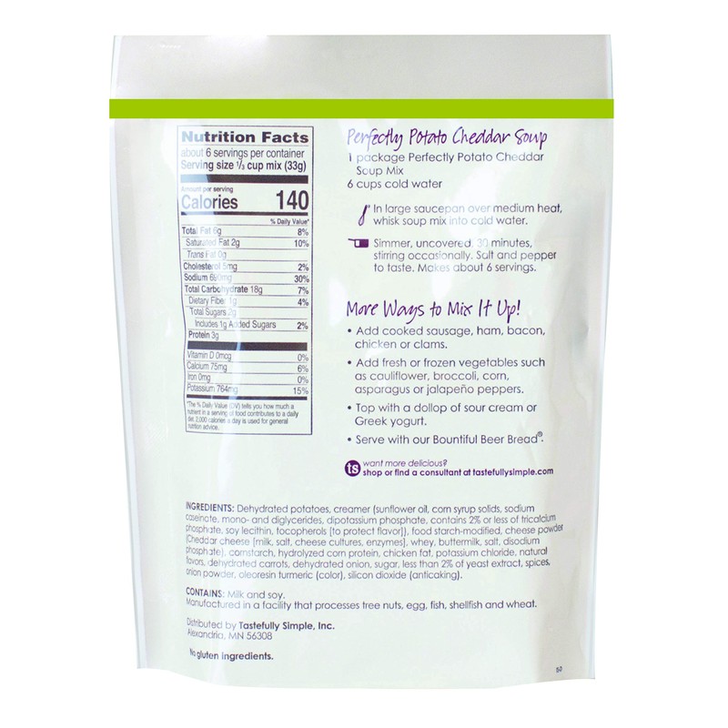 Tastefully Simple Perfectly Potato Cheddar Soup, 7.1 Ounce (Pack of