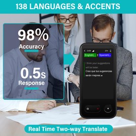 Language Translator Device, Instant Two Way Language Translator with 138 Languages Translation, Online/Offline/Text/Photo Portable Voice Translator Device for Business Travel Learning
