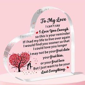 JETTOP Valentines Gifts for Him Her I Love You Gifts for Boyfriend Girlfriend Birthday Wedding Anniversay I Love You Presents for Husband, Wife Christmas Heart Plaque Be Your Lasting Everything