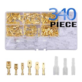 Litorange Flat Terminals, 340 Piece Set, Insulated Sleeves, with Cover, Male and Female Set, Wire Connection, Crimp Terminal, Chain, Plug-in, Universal Use, Waterproof, Automobile, Motorcycle, Repair,