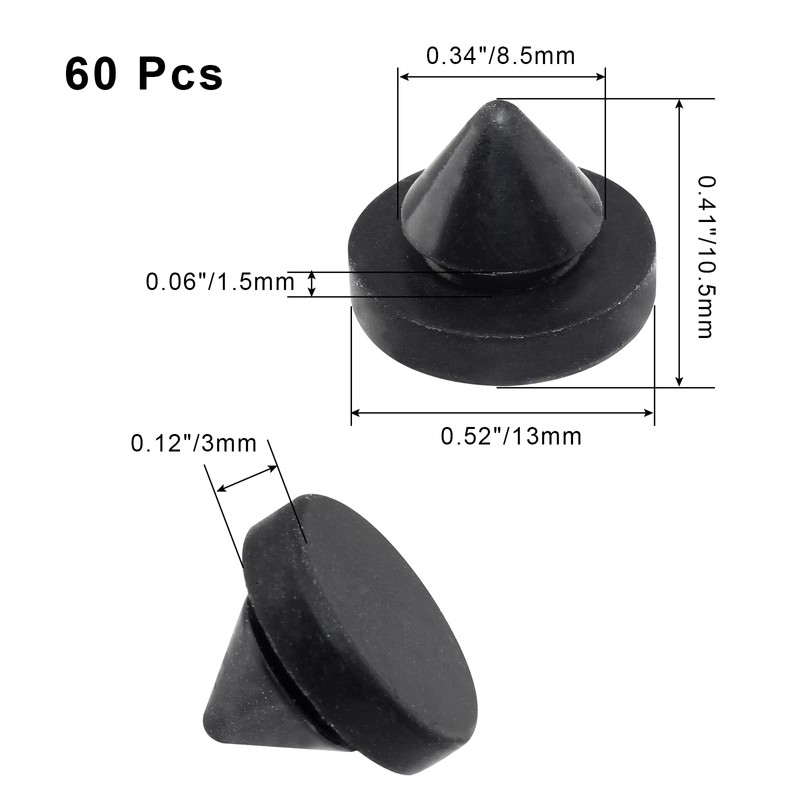 HARSKIYER 60 Pcs Rubber Door Silencer, 1/2 Inch Diameter Metal