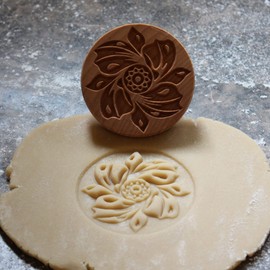 Fun Food Tools, Wood Cookie Stamp, 2.5 Inch (Whirling Flower CS-041)