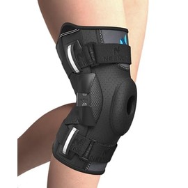 NEENCA Knee Support for Knee Pain, Adjustable Knee Support with Hinge and Removable Side Stabilisers, Strong Stability to Relieve Joint Pain, Arthritis (Black, M)