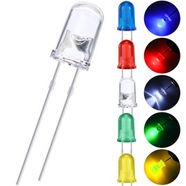 EBOOT 100 Pieces Clear LED Light Emitting Diodes Bulb LED Lamp, 5 mm (RGB Multicolor Common Anode)