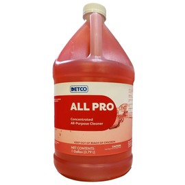 Detco ALL PRO Concentrated All Purpose Cleaner – Biodegradable, Non Toxic, Heavy Duty, Foaming & Streak Free Multi-Surface Solution, 4oz Per Gallon of Water, Daily No Rinse Cleaner, 1 Gallon