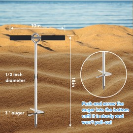 BALAVA 18" Sand Anchor,Shallow Water Sand Anchor with Ground Anchor Screw Auger,316 Stainless Steel Boat Sand Anchor with Removable Handle,for Boats, Jet Skis, PWCs, Pontoon,Include Bungee Line