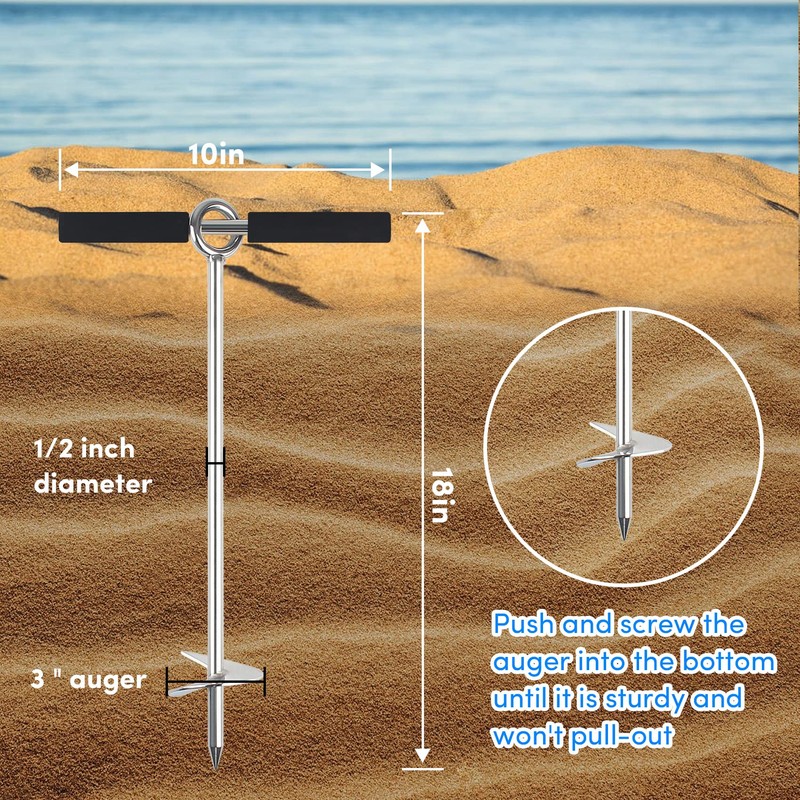 BALAVA 18" Sand Anchor,Shallow Water Sand Anchor with Ground Anchor
